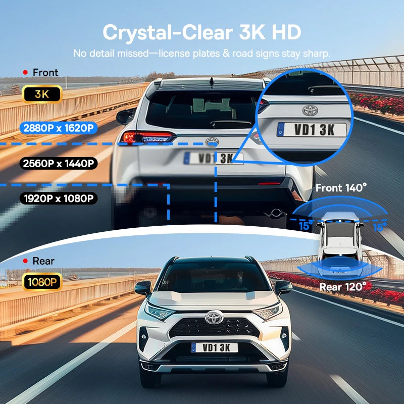 Dash Cam 2K Inteligente con GPS, WiFi y Visión Nocturna