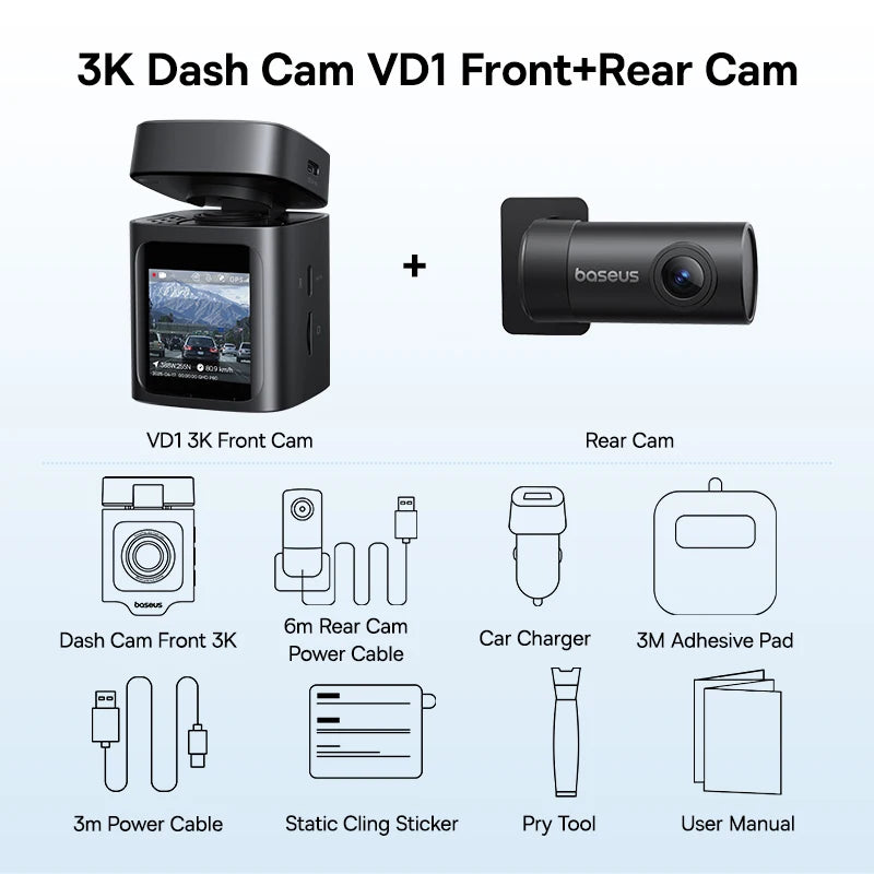 Dash Cam 2K Inteligente con GPS, WiFi y Visión Nocturna