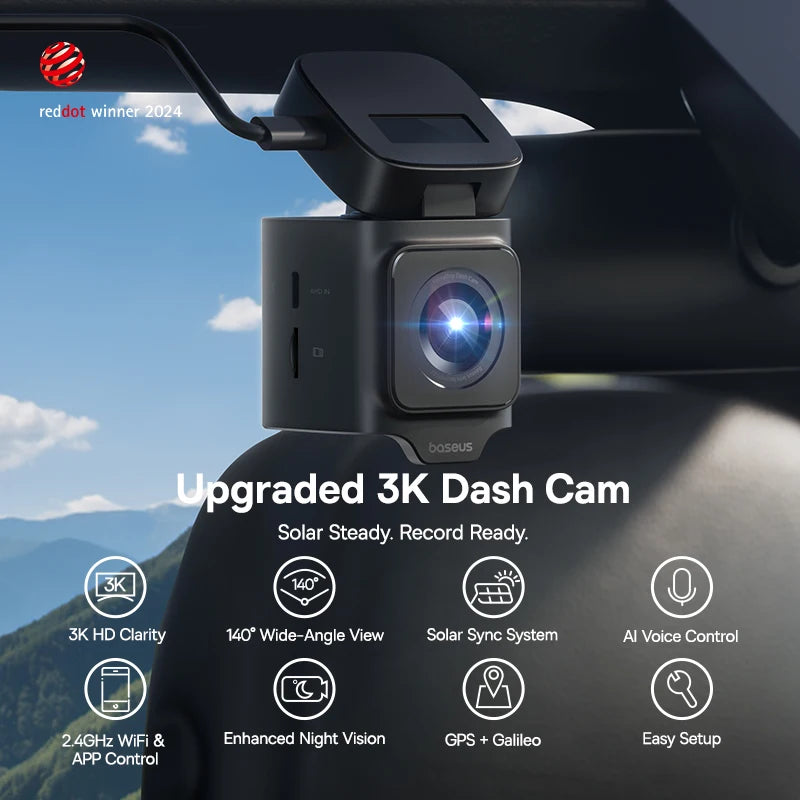 Dash Cam 2K Inteligente con GPS, WiFi y Visión Nocturna