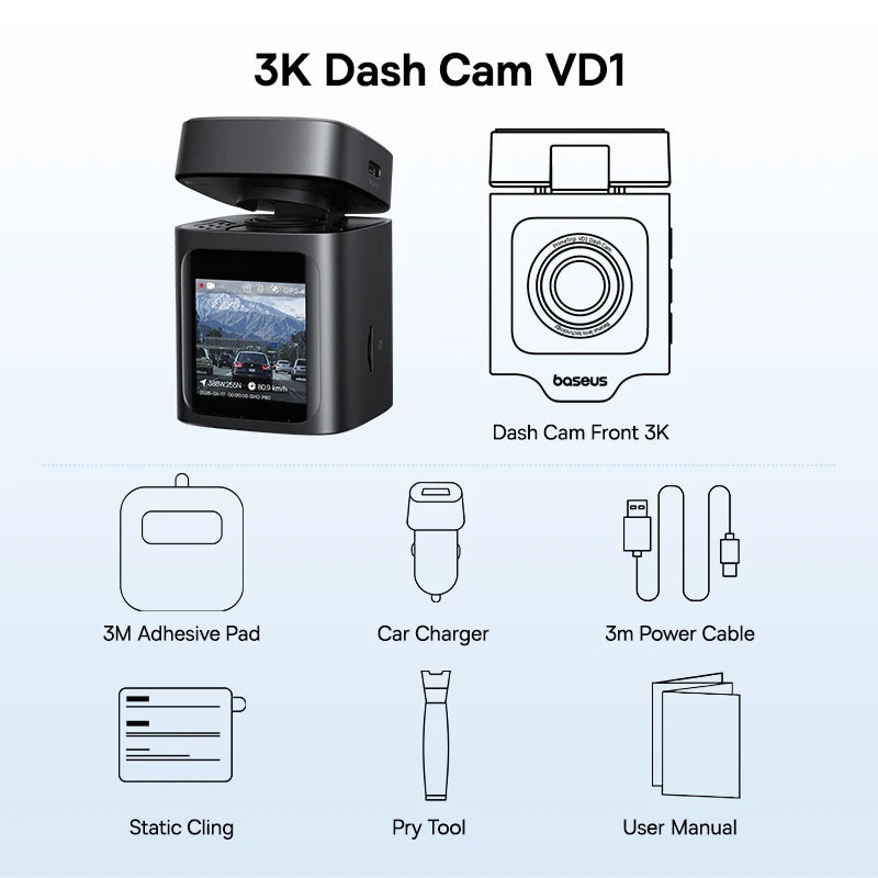 Dash Cam 2K Inteligente con GPS, WiFi y Visión Nocturna
